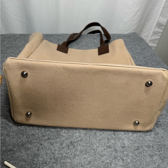 Restoration Hardware Large Heavy Duty Canvas Tote Bag with Leather Handles - Picture 9 of 16